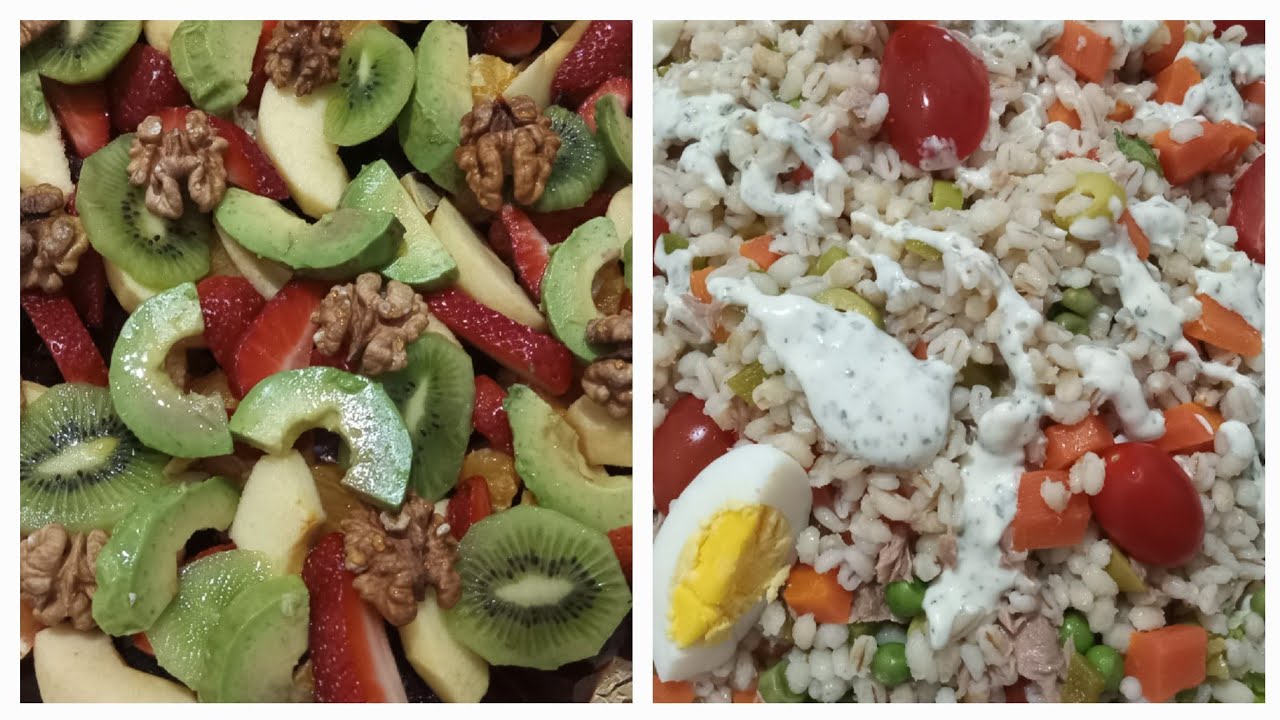 🥗 سلطة مالحة و سلطة حلوة ساهلين و دنيا كيوجدو تنوعي بيهم طبيلة الفطور #سلطة_الفواكه #رمضان #salad 