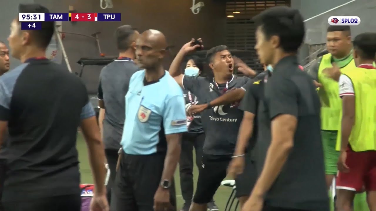 Scenes as Tanjong Pagar's Hasrin Jailani and Noh Alam Shah flare up in 4-3 loss | SPL 2022 Moments