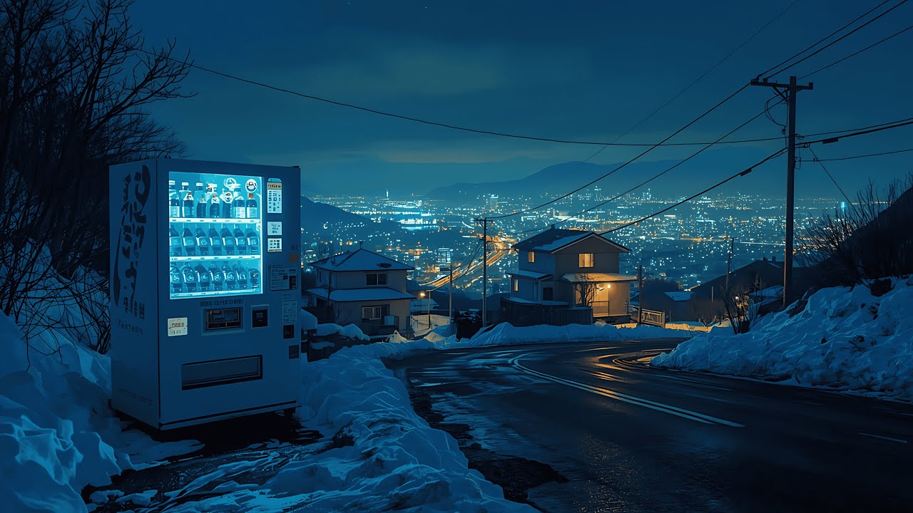Snow-Covered Hill Above Tokyo at 2 AM ❄️ | 90s Lofi — Quiet Night Glow