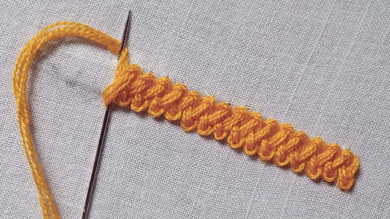 Basic hand embroidery stitch tutorial for dress | Hand embroidery border line stitch