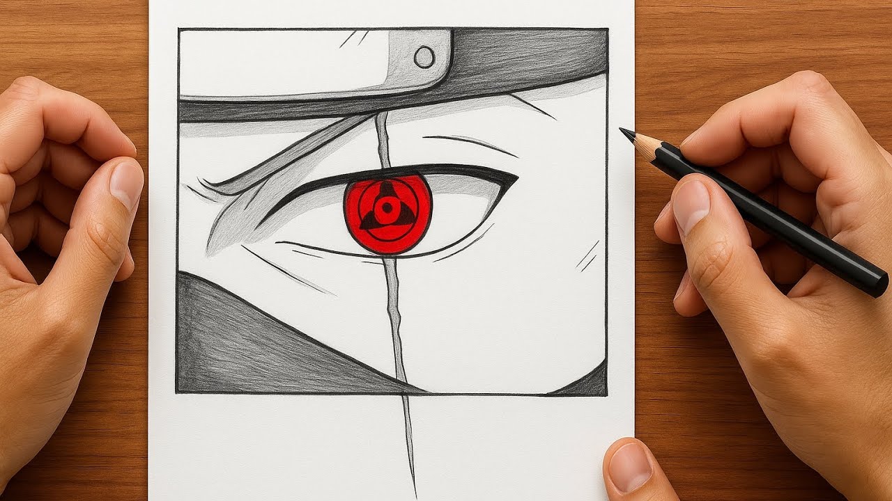 How to Draw Kakashi Face 🔥 Sharingan Eye Drawing | Naruto Pencil Sketch Step by Step