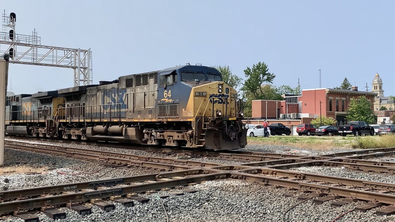 Tower View Of Railroad Diamonds In Marion Ohio & Rocks On Top Of Locomotive For Some Reason, CSX, NS