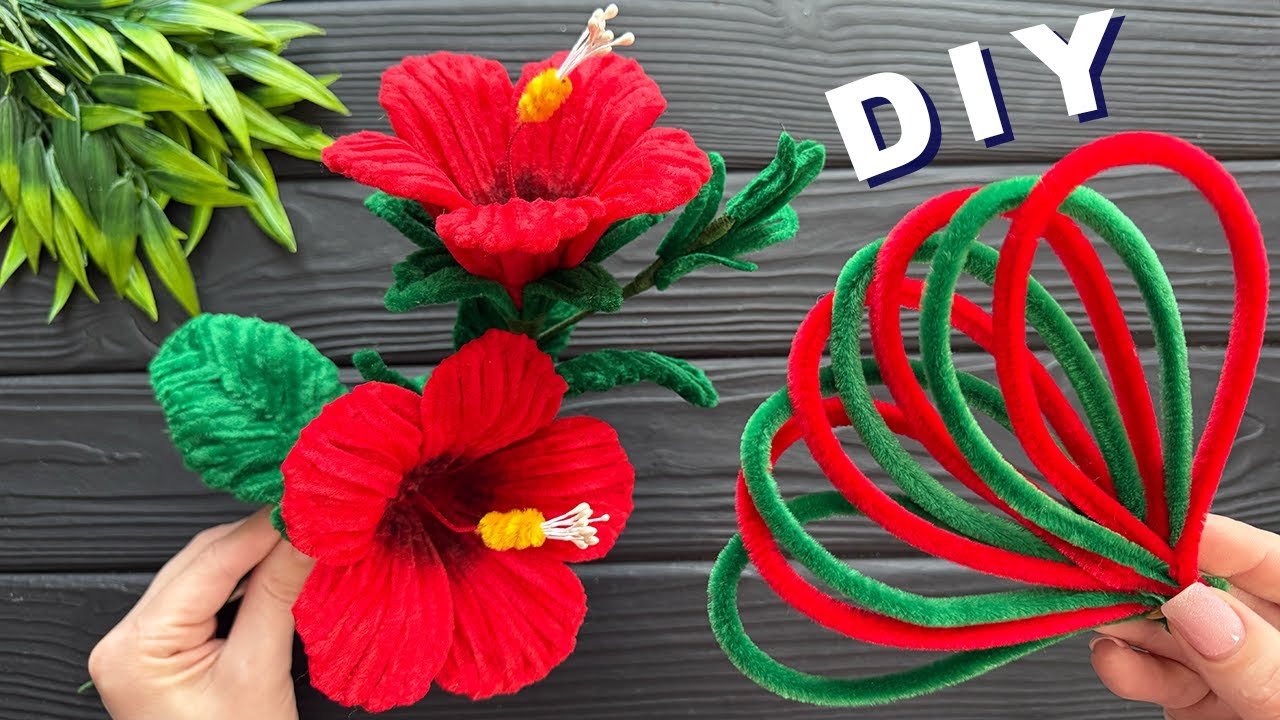 DIY Craft Ideas! How to Make Hibiscus from Chenille Stems Pipe Cleaner Flower Ideas