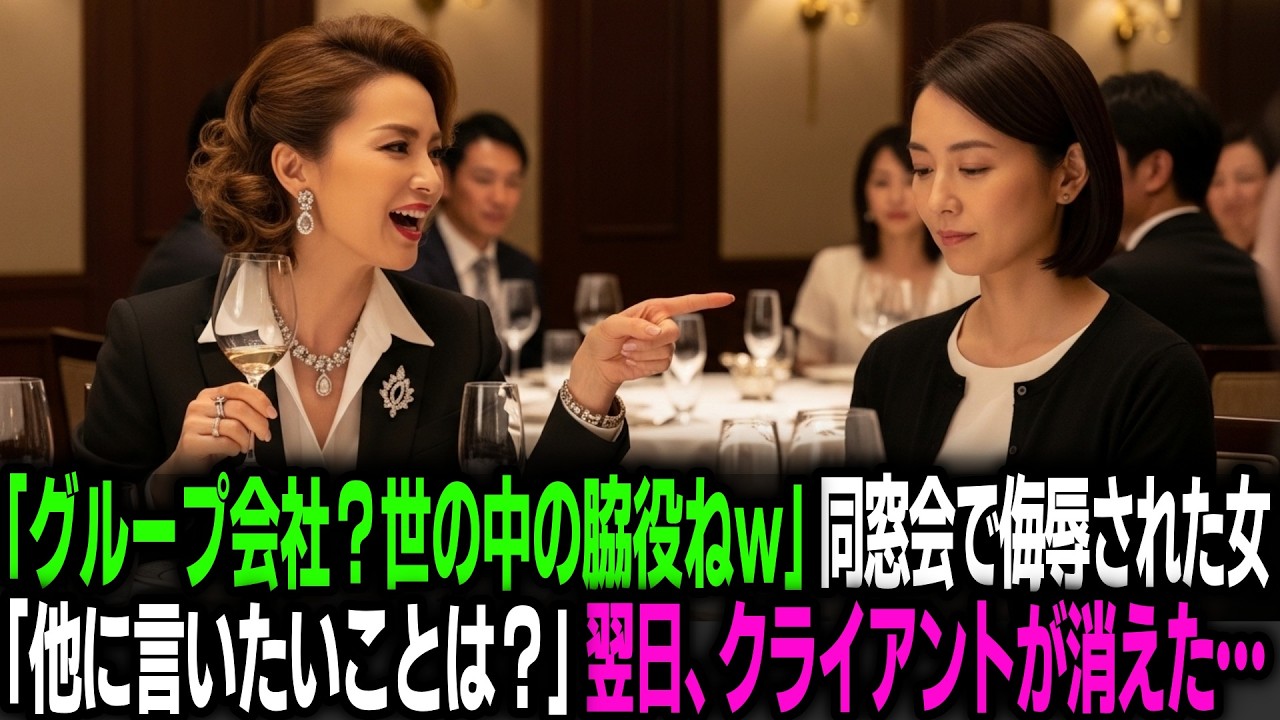 「グループ会社？世の中の脇役ねｗ」弁護士の同級生に侮辱された女性。「他に言いたいことは？」→翌日、彼女の事務所からクライアントが消えた…