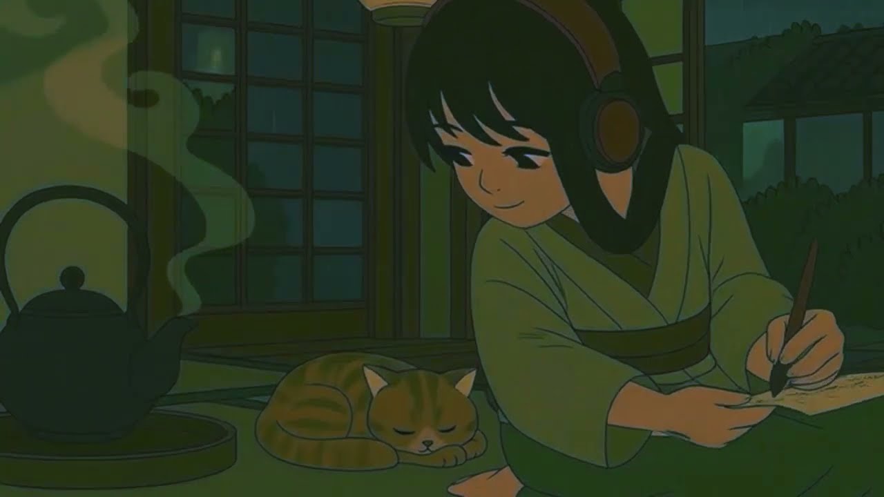 LoFi Girl Enjoying Tea with Her Cat 🫖🐱 Cozy Relaxing Study Beats | Calm Aesthetic Ambience