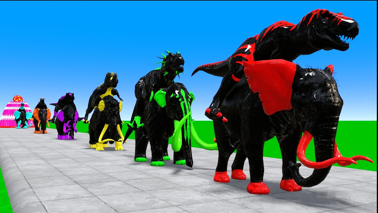 Paint Animals Dinosaur T Rex Herbivores and Carnivores Dinosaurs Fountain Crossing Animal Cartoon