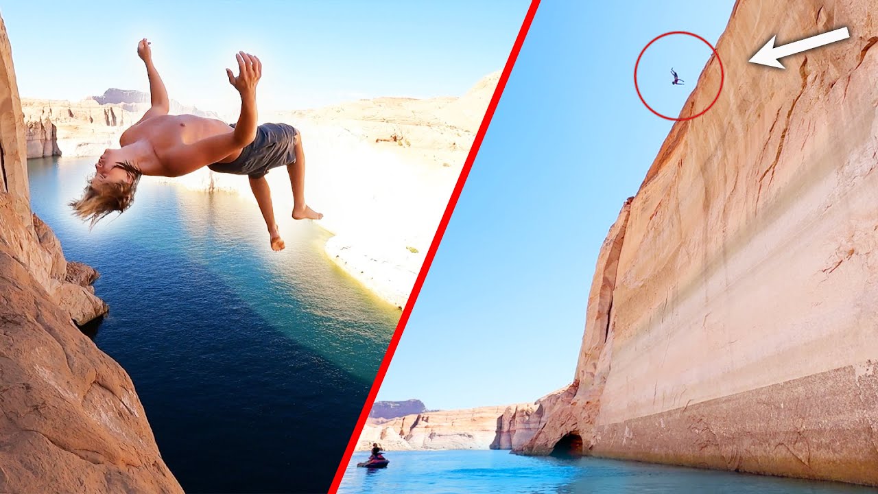 INSANE CLIFF JUMPING IN LAKE POWELL (100 FEET)
