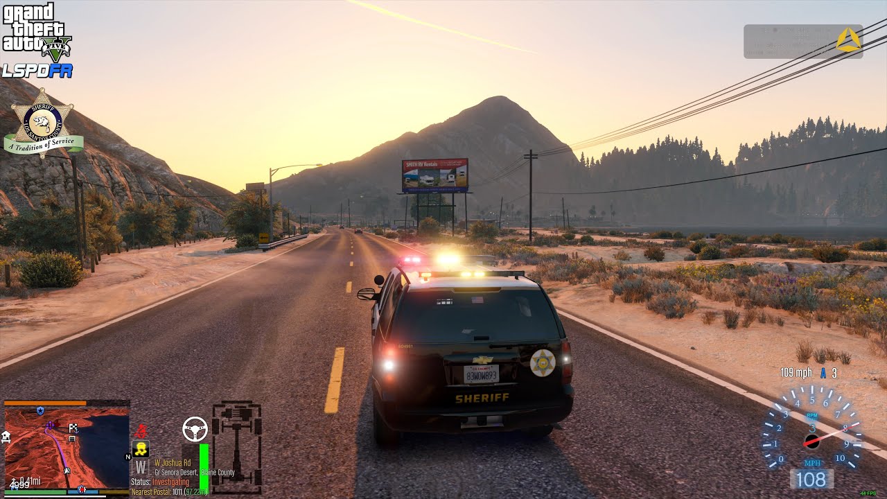 GTA V - LSPDFR 0.4.9🚔 - LSSD/LASD - Person with A Knife | Wanted Civilian | Shootout - 4K