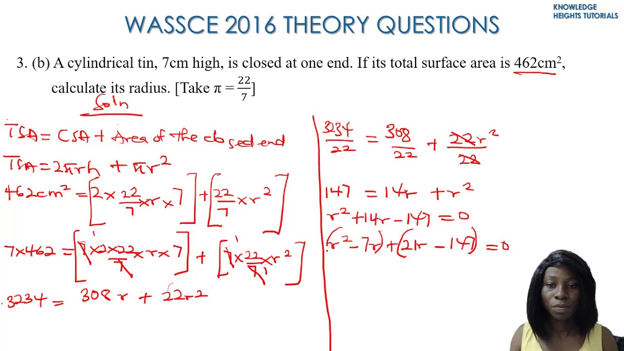 WASSCE 2016 Core Mathematics Theory Questions 3 & 4