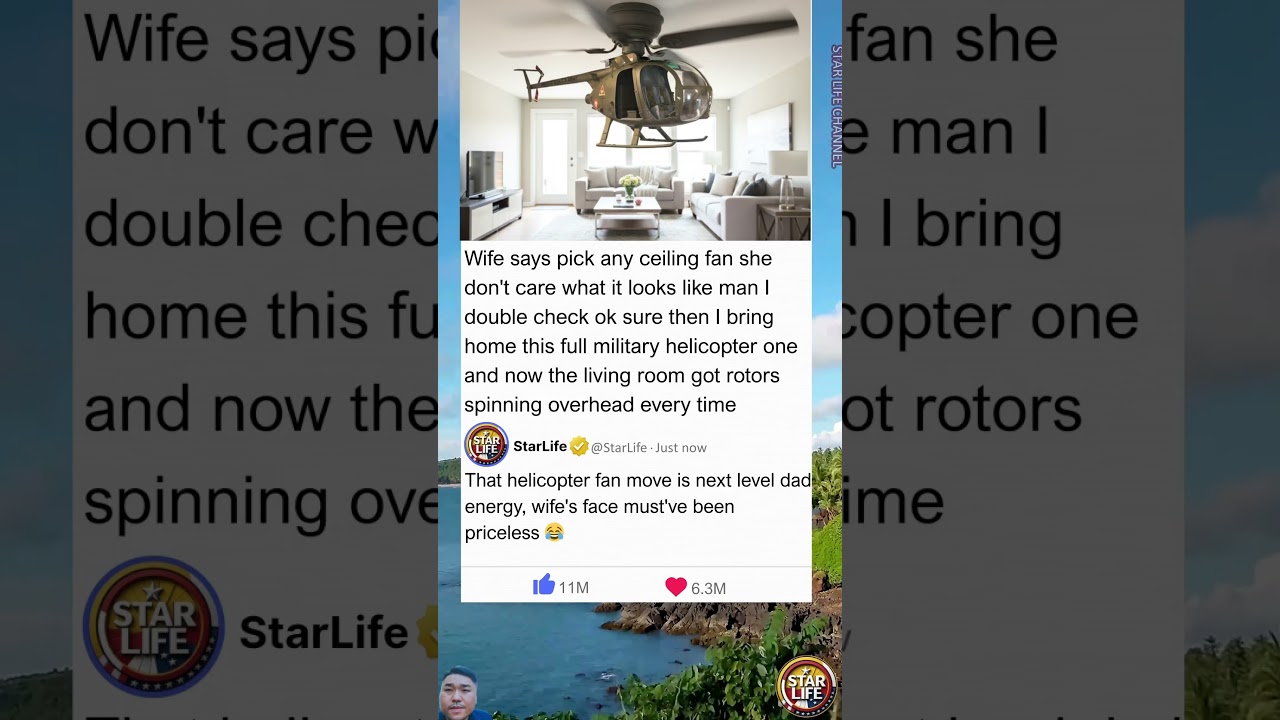 Husband Picks Helicopter Ceiling Fan After Wife Says "Pick Whatever Looks Good" – Epic Win