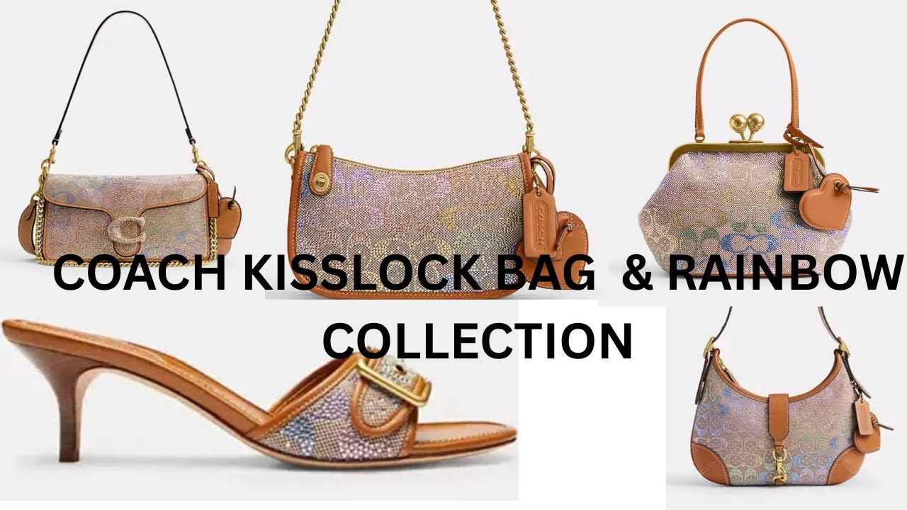 NEW Coach Rainbow 🌈 Candy Crystals KissLock Jacquard Frame Bag Size 16 and More!