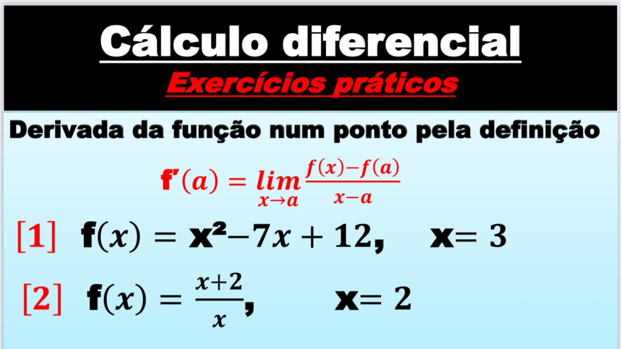 DERIVADA DA FUNÇÃO NUM PONTO PELA DEFINIÇÃO