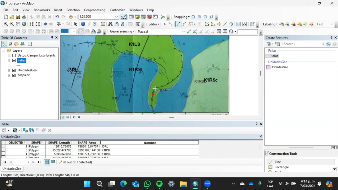 Mapa y corte geológico con ArcGIS