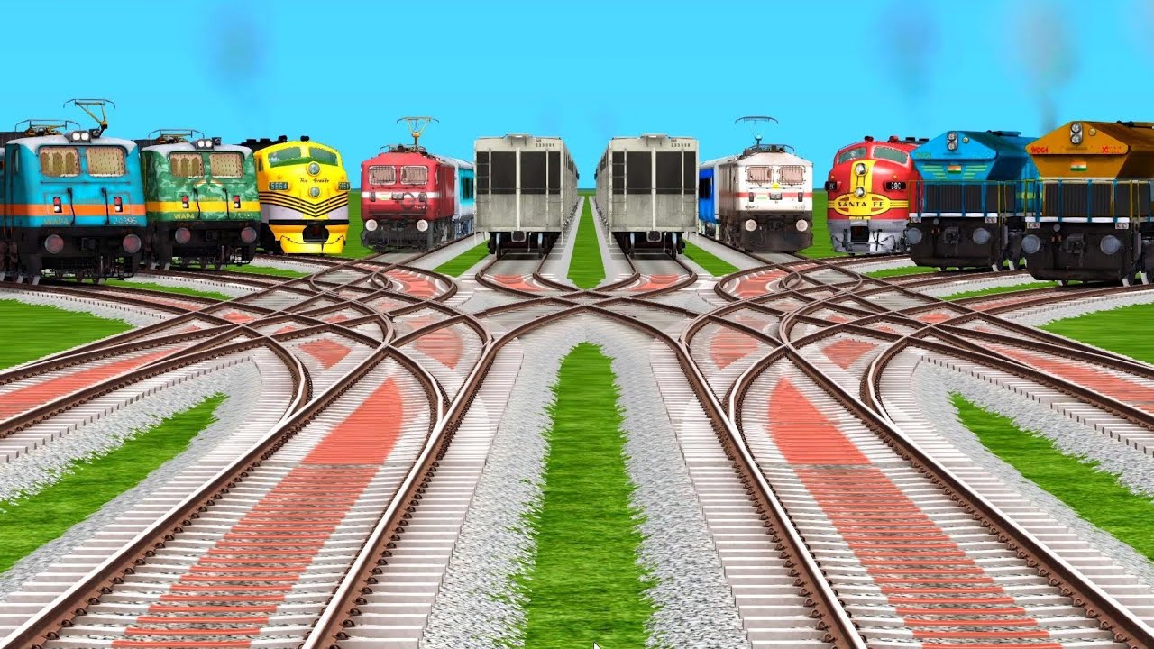 10 Rails🩼Crossings On Backward Curved Branched Railroad Tracks | indian railways | train simulator 