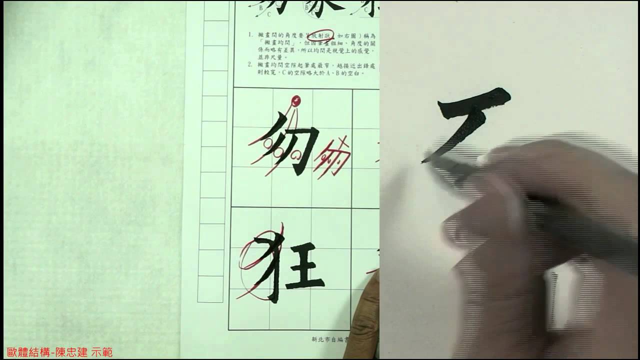 歐陽詢結構【入門】03均間原則三撇畫均間，呈現放射狀的效果