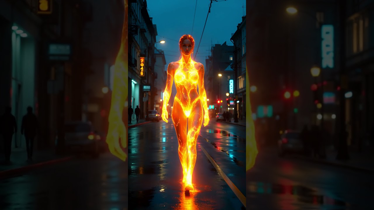 Man Made of Lava Walking in the Rain 🌧🔥 | Surreal Shorts 