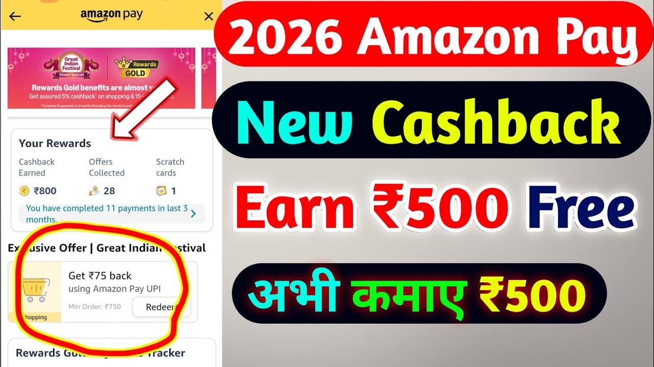 Amazon Pay Earn Upto ₹500 Cashback Free | Amazon Pay Cashback Offer 2026 |