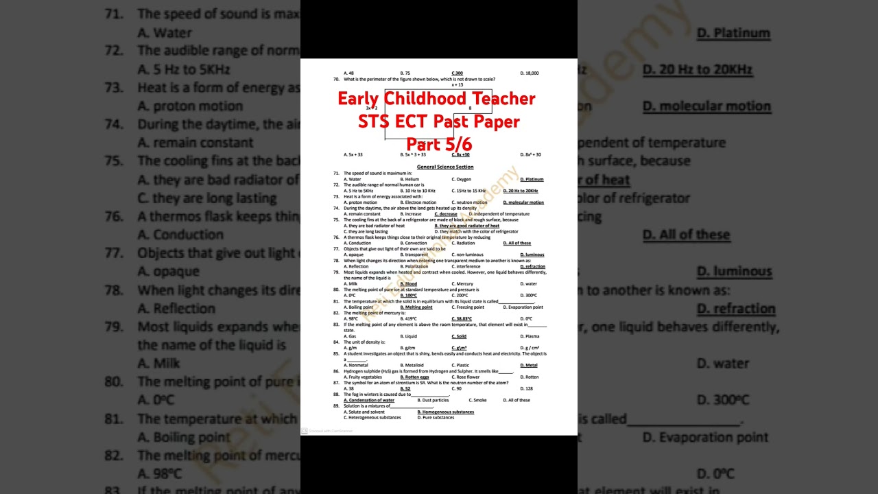 STS ECT BPS-15 Past Paper General Science MCQs Solved | STS ECT Solved Paper 2018