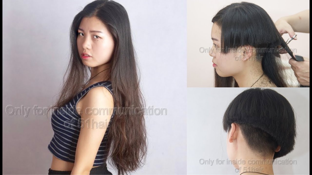 Long To Short Chinese Beauty haircut H17 20歳長身プロモデル不本意バリカン刈上げ断髪
