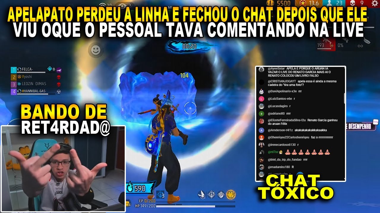 APELAPATO PERDEU A LINHA E FECHOU O CHAT DEPOIS QUE ELE VIU OQUE O PESSOAL TAVA COMENTANDO NA LIVE