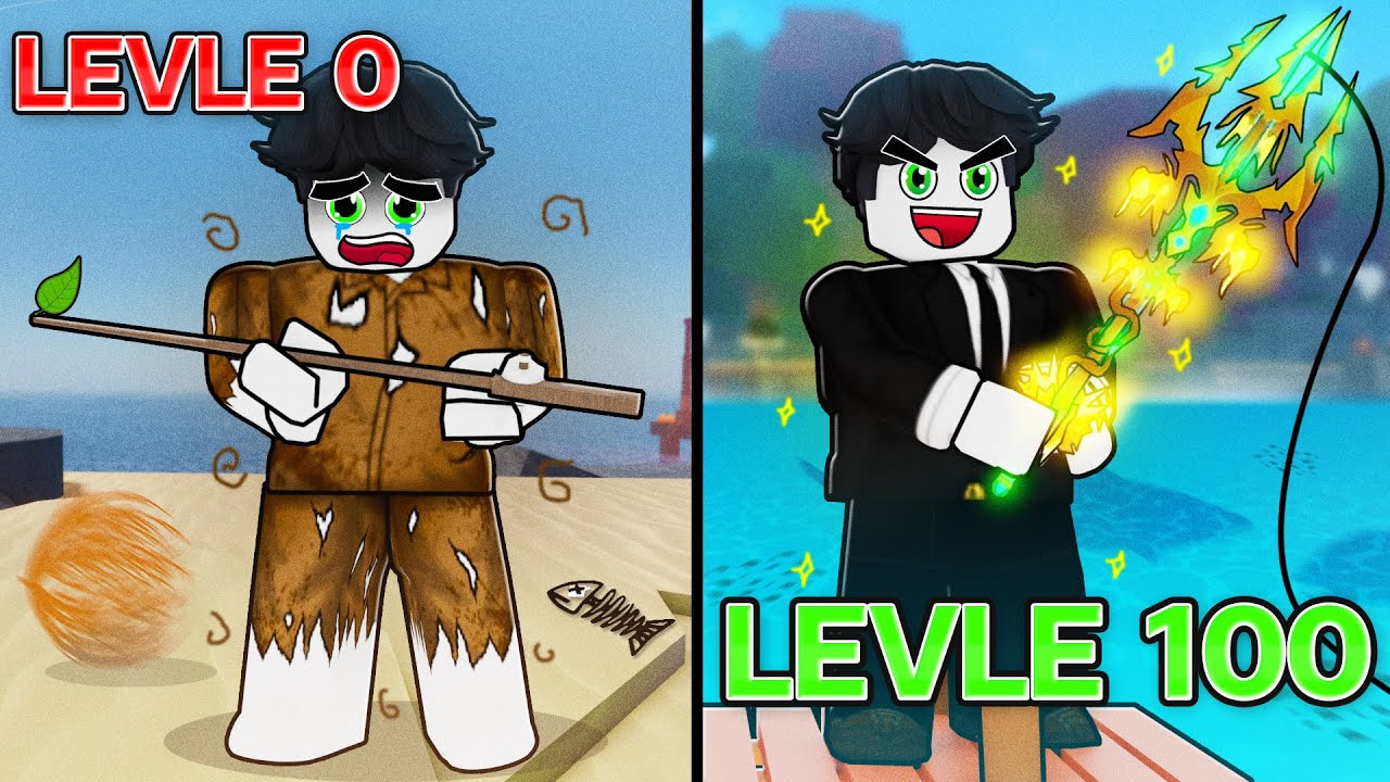 Пройдите уровень приключений с 0 по 100, пока не получите отличную удочку! Рыбалка в Roblox, эпиз...