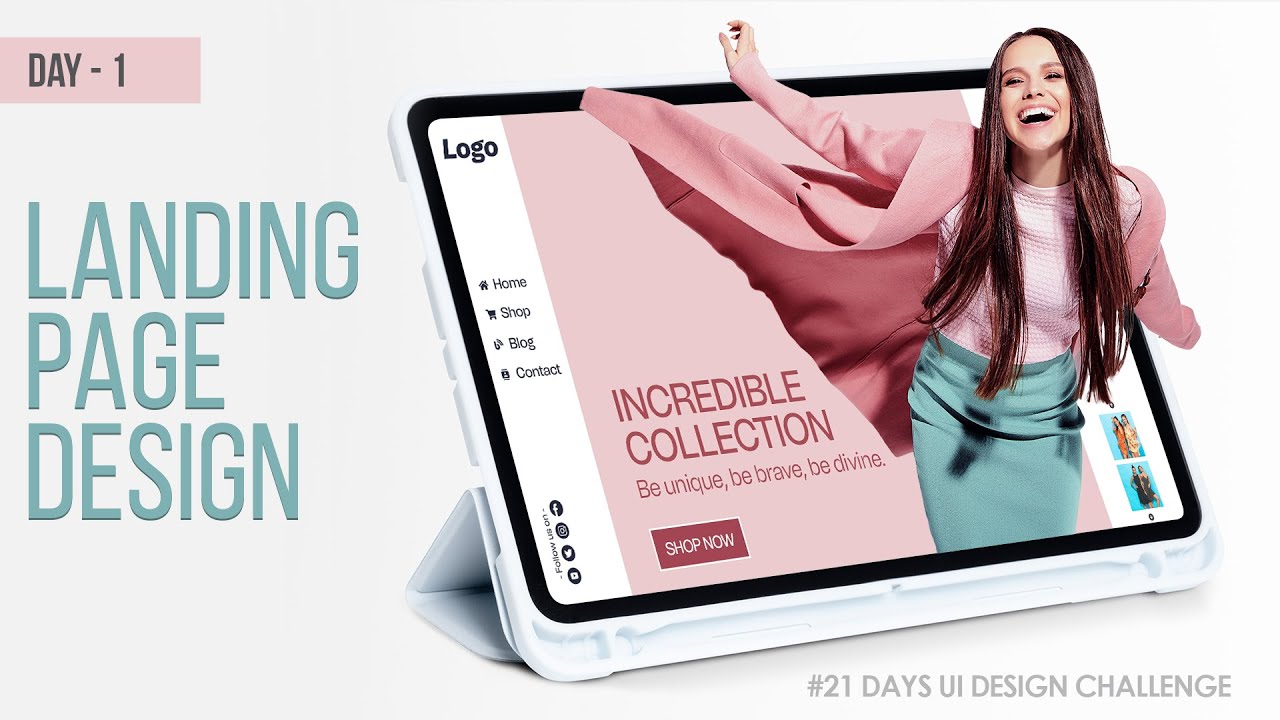 21 Days UI Design Challenge | Day - 01 | Landing Page | Adobe XD