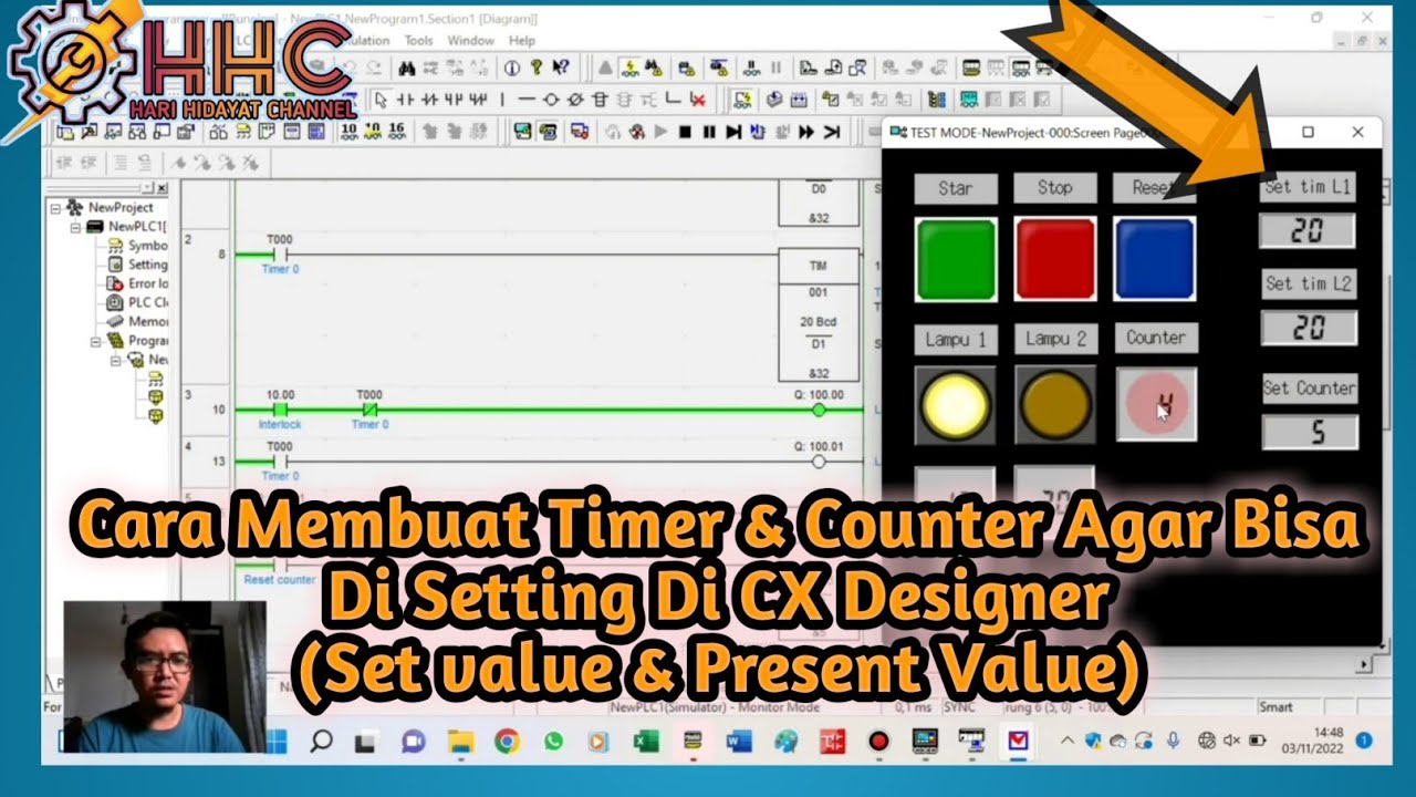 Cara Membuat Timer & Counter Agar Bisa Di Setting Di CX Designer (Set value & Present Velue)