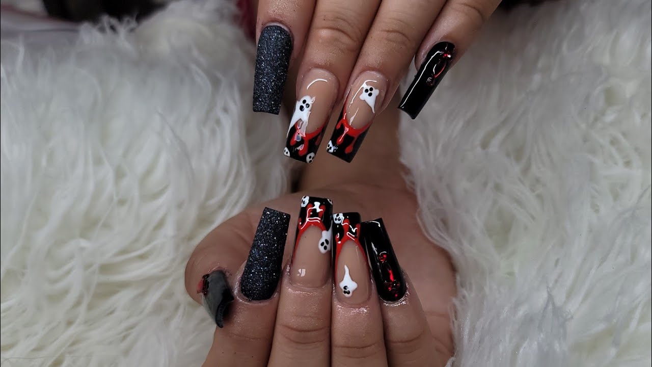 Uñas Acrílicas paso a paso con Diseño de Halloween 🎃
