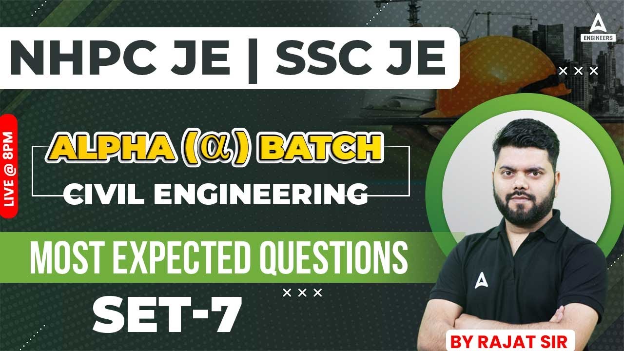 NHPC JE Civil Most Expected Questions #7 | SSC JE/NHPC JE Civil Engineering by Rajat Sir