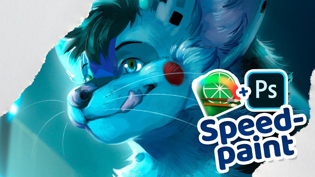 SAI + PHOTOSHOP SPEEDPAINT! Gaming Hec (Furry OC Commission)