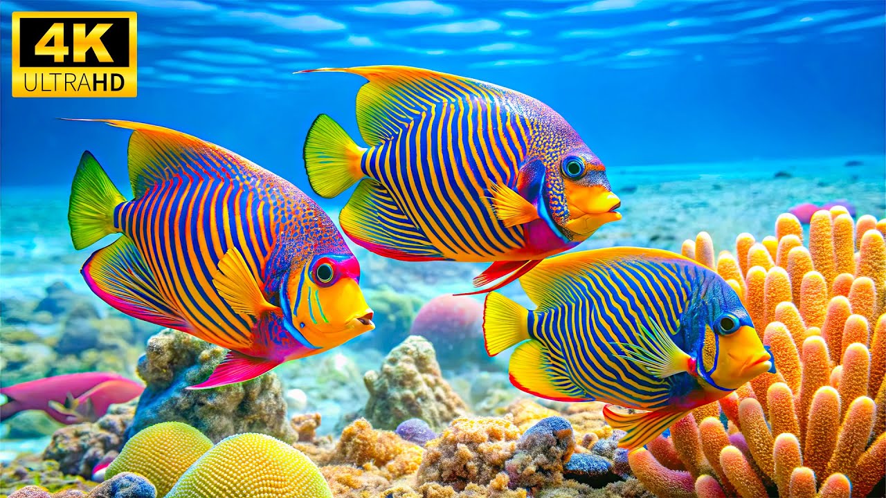 Crystal Ocean 8K - Beautiful Marine Life, relaxing music reduces stress and stops thinking too much
