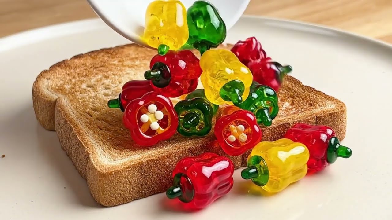 Spreading Glass Vegetables on Toast 🥕🍞 | Satisfying AI ASMR