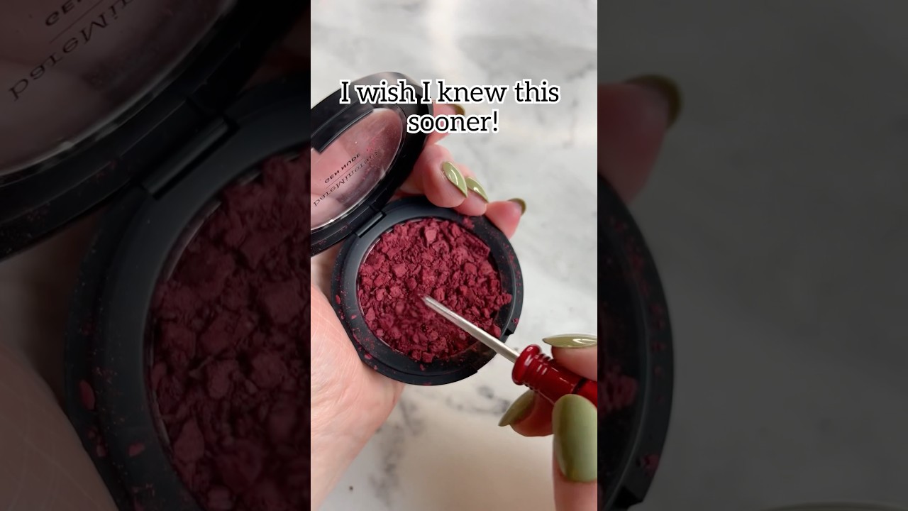 How to fix and repress broken powder makeup! #makeup #beautyproducts #beautytips #blush #makeuphacks