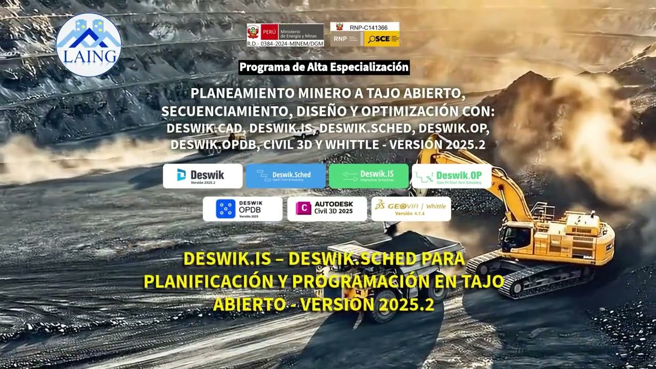 PLANEAMIENTO MINERO A TAJO ABIERTO, SECUENCIAMIENTO, DISEÑO Y OPTIMIZACIÓN  -DESWIK (verción 2025).