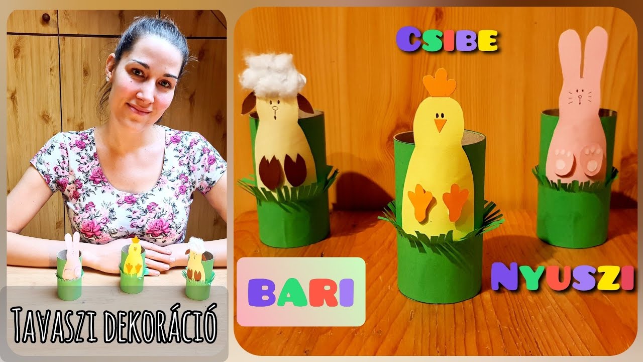 🐇⭐KREATÍV ÖTLET⭐🐑🐥Tavaszi / húsvéti dekorációs ötlet papírgurigából ( nyuszi, csibe bárány)