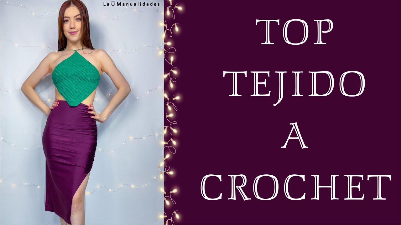 Top tejido a crochet en punto cocodrilo-LaManualidades