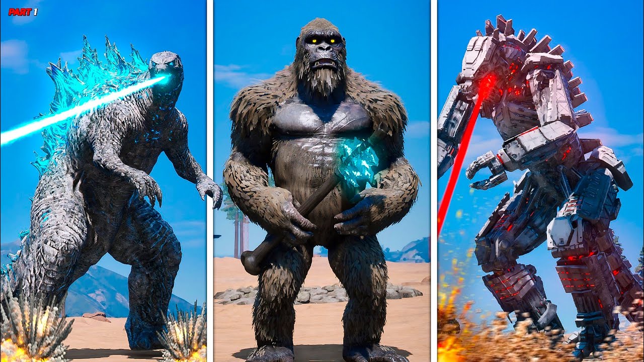 GODZILLA and KONG vs MECHAGODZILLA Fight in GTA 5