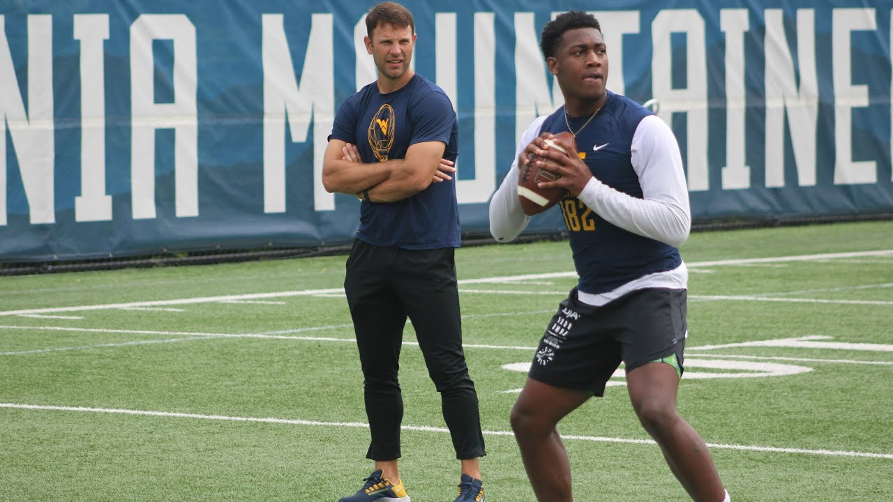 QB commit Raheim Jeter throws for Graham Harrell at WVU camp