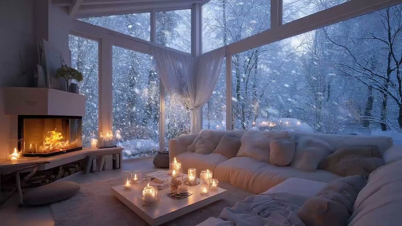 Winter Snow Outside the Window ❄️ 3H Relaxing Piano Music for Deep Focus & Concentration