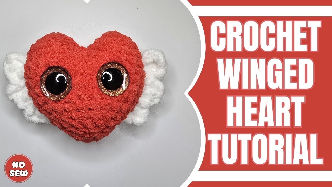 Easy Crochet Winged Heart Tutorial | Free Amigurumi No Sew Winged Heart Pattern