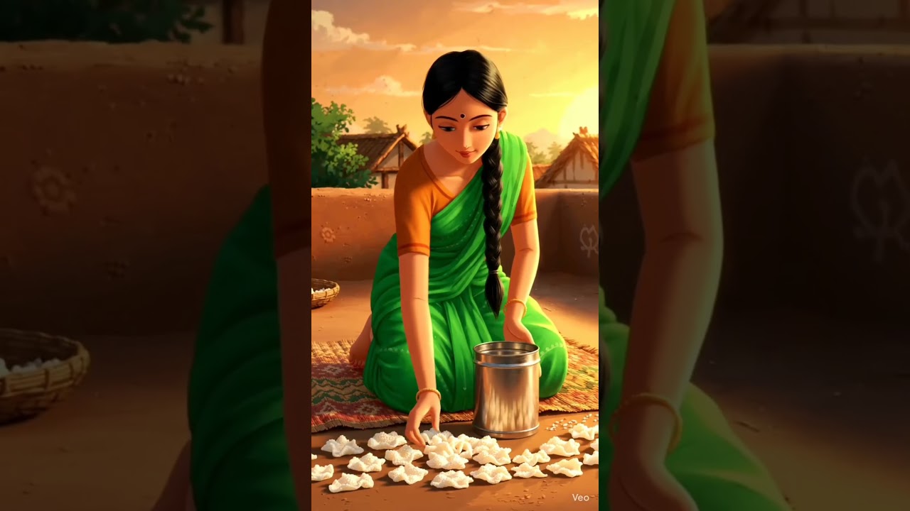 Village Sun-Dried Vadam Recipe | Traditional Tamil Cooking #trendingnow #shortsviral #ghiblistyle