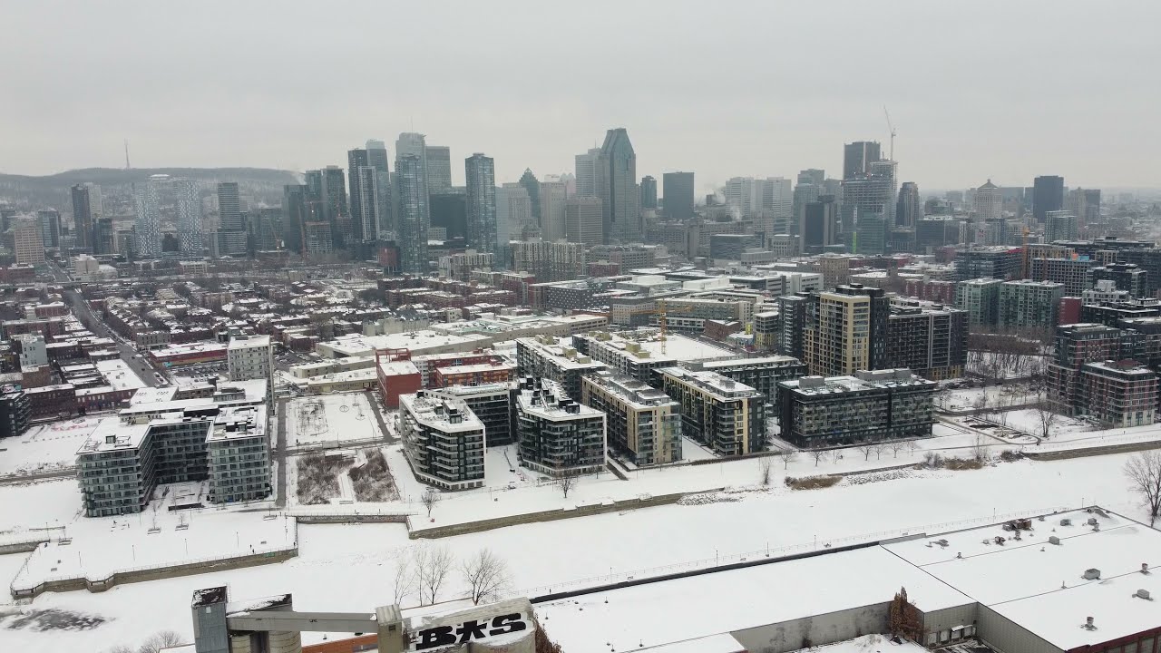 Montreal by drone - Happy New Year 2022 from the snowy city