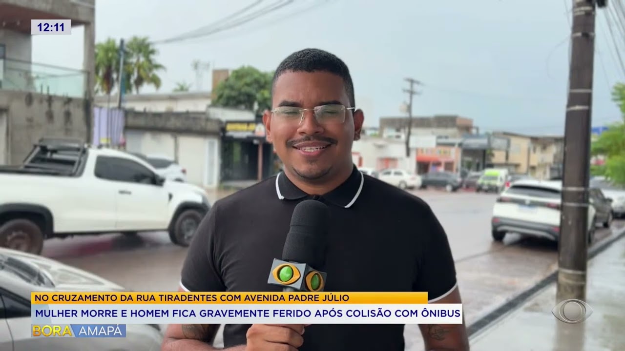 Mulher morre e homem fica gravemente ferido após acidente com ônibus em cruzamento