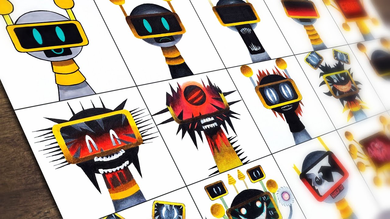 Drawing Incredibox Sprunki : Fun Bot Phase 1 to Phase 17 | Sprunki Mod