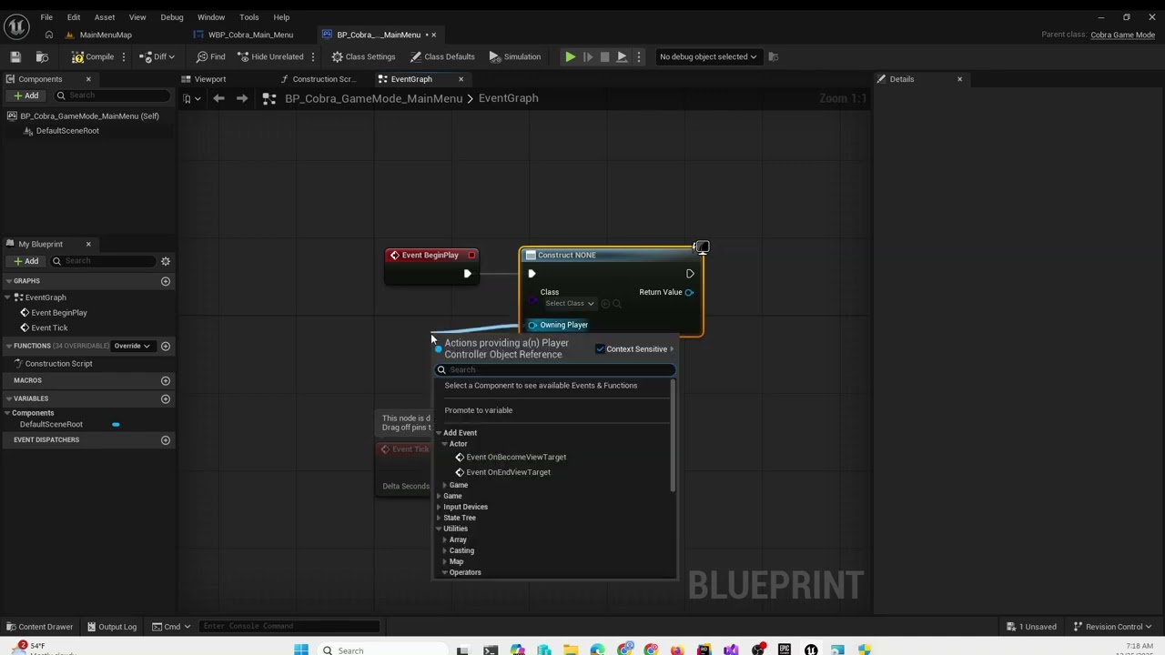 Unreal Engine C++ Racing Sim 9: Main Menu