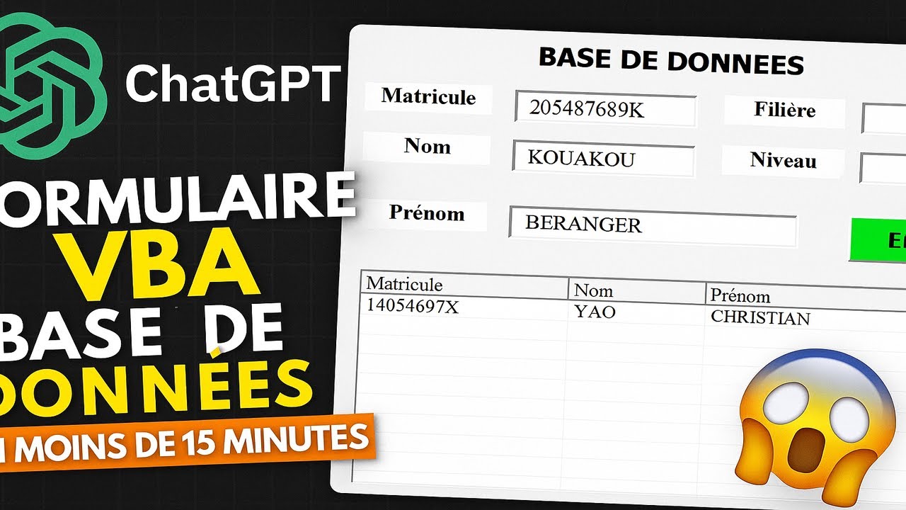 Créer un Formulaire Base de Données VBA avec ChatGPT en 15 Minutes !