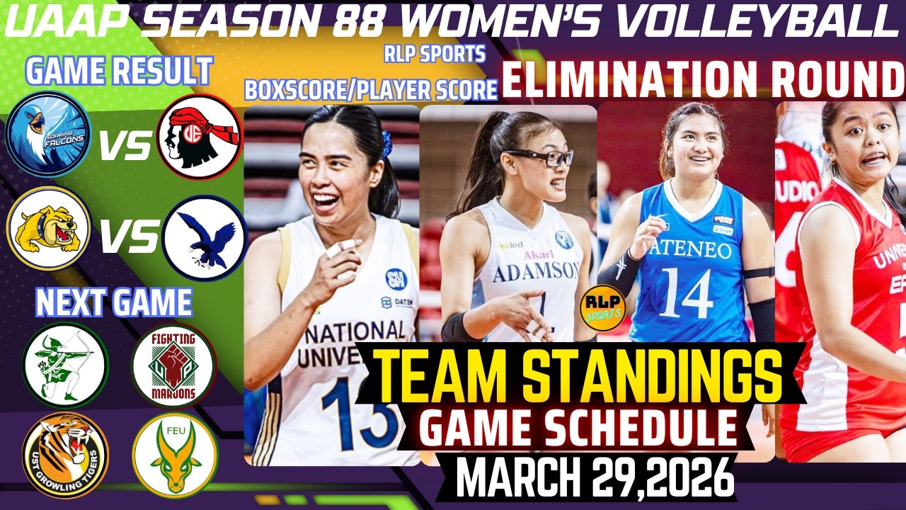 Турнирная таблица женской волейбольной команды UAAP на 28 марта 2026 г. | Статистика матчей | Рас...