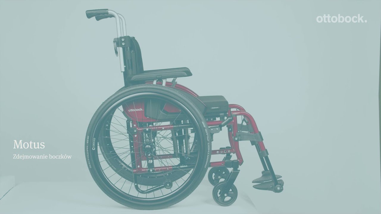 Wózek inwalidzki manualny Motus | Regulacja podłokietników, podnóżka i wąsa antywywrotnego