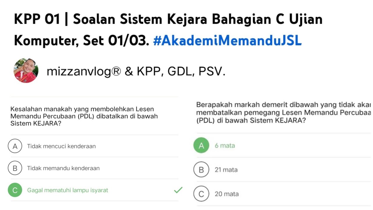KPP 01 | Soalan Sistem Kejara Bahagian C Ujian Komputer, Set 01/03. #AkademiMemanduJSL