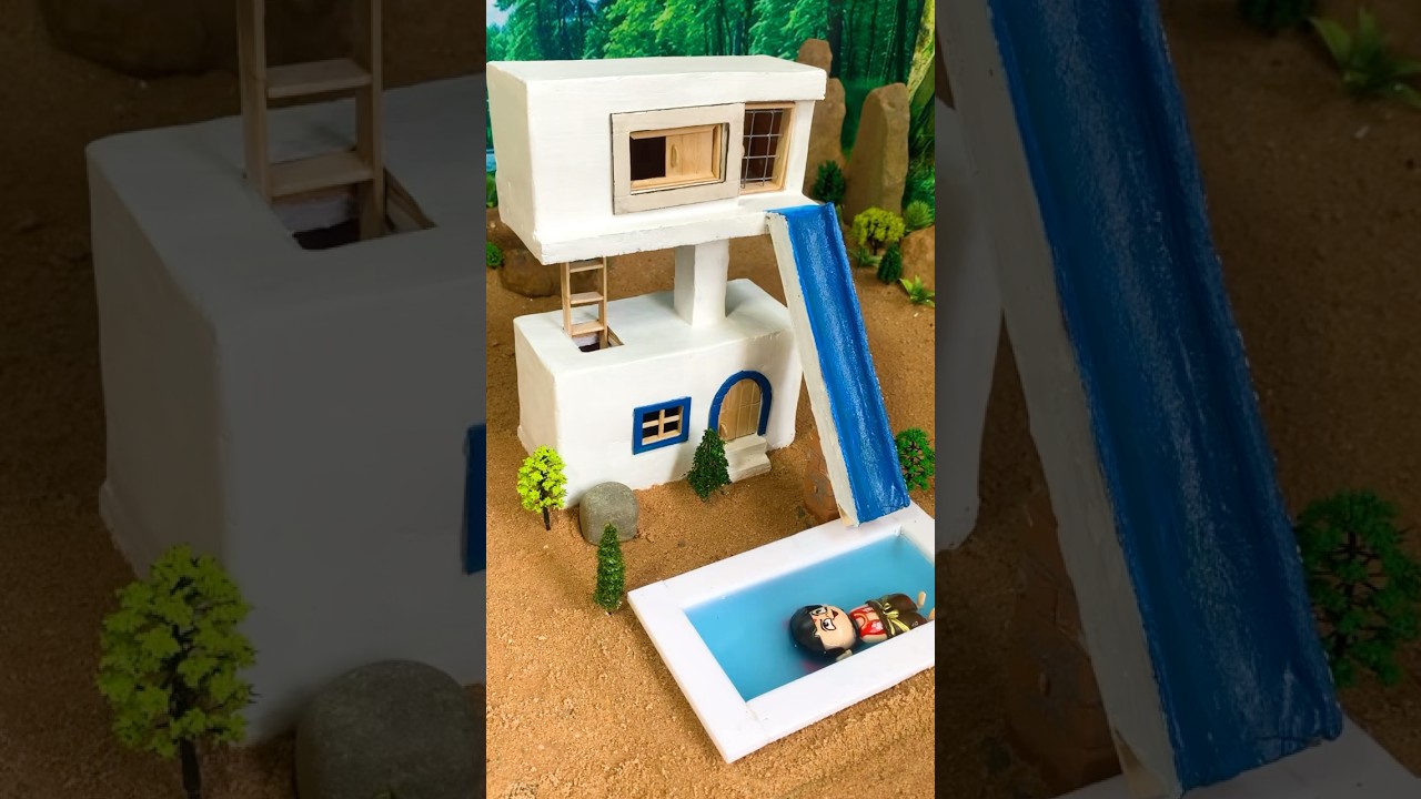 Hi I Build Luxury House How To Build Mordern 2Story Luxury House with Water Slide #Mr.Building